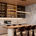 Linear LED Pendant Light, Modern Minimalist Gold Suspension Lamp for Kitchen Island