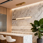 Linear LED Pendant Light, Modern Minimalist Gold Suspension Lamp for Kitchen Island