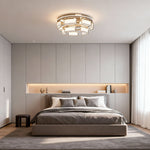 Crystal Flush Mount Ceiling Light in Warm Gold Aluminum