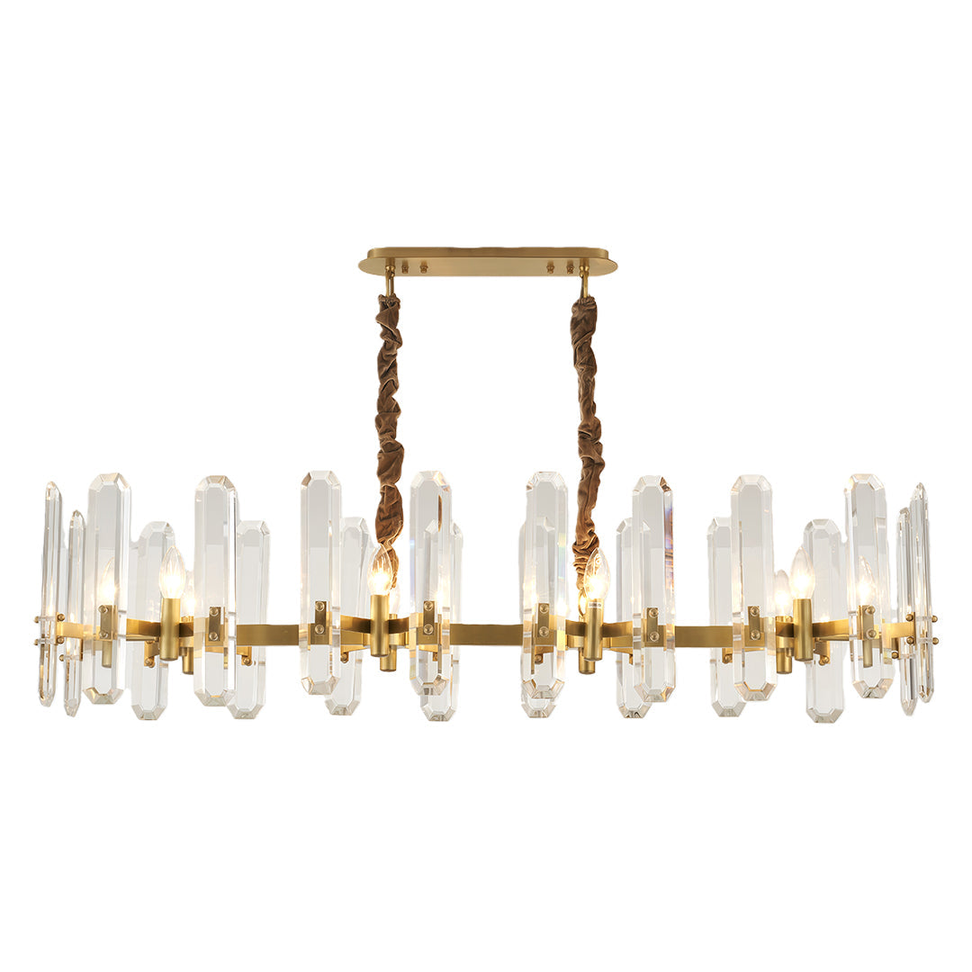 Modern Brass Chandelier with Clear Glass Shades for Dining Room and Living Room