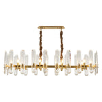Modern Brass Chandelier with Clear Glass Shades for Dining Room and Living Room
