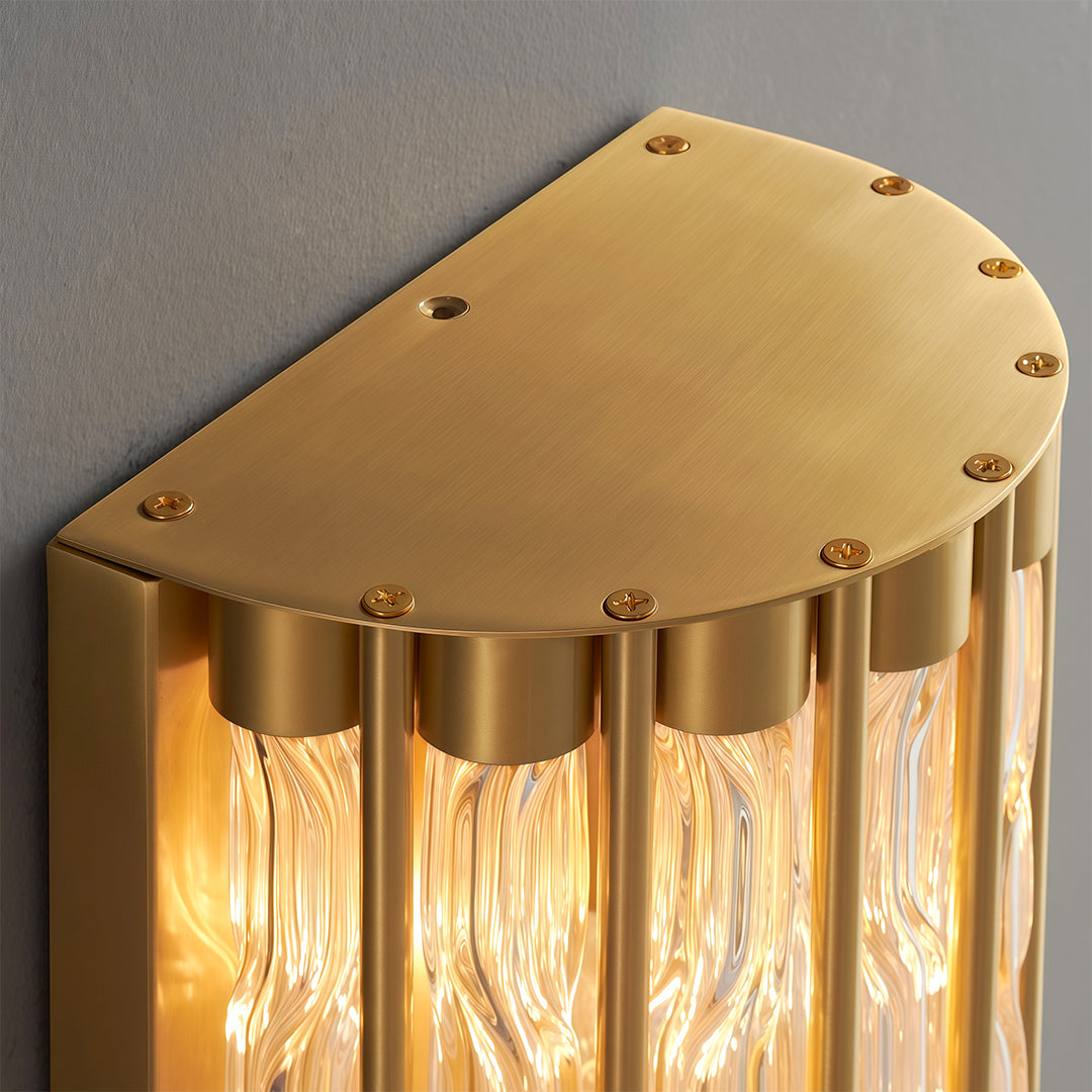 American-Style Copper Linear Wall Sconce with Clear Glass Shade