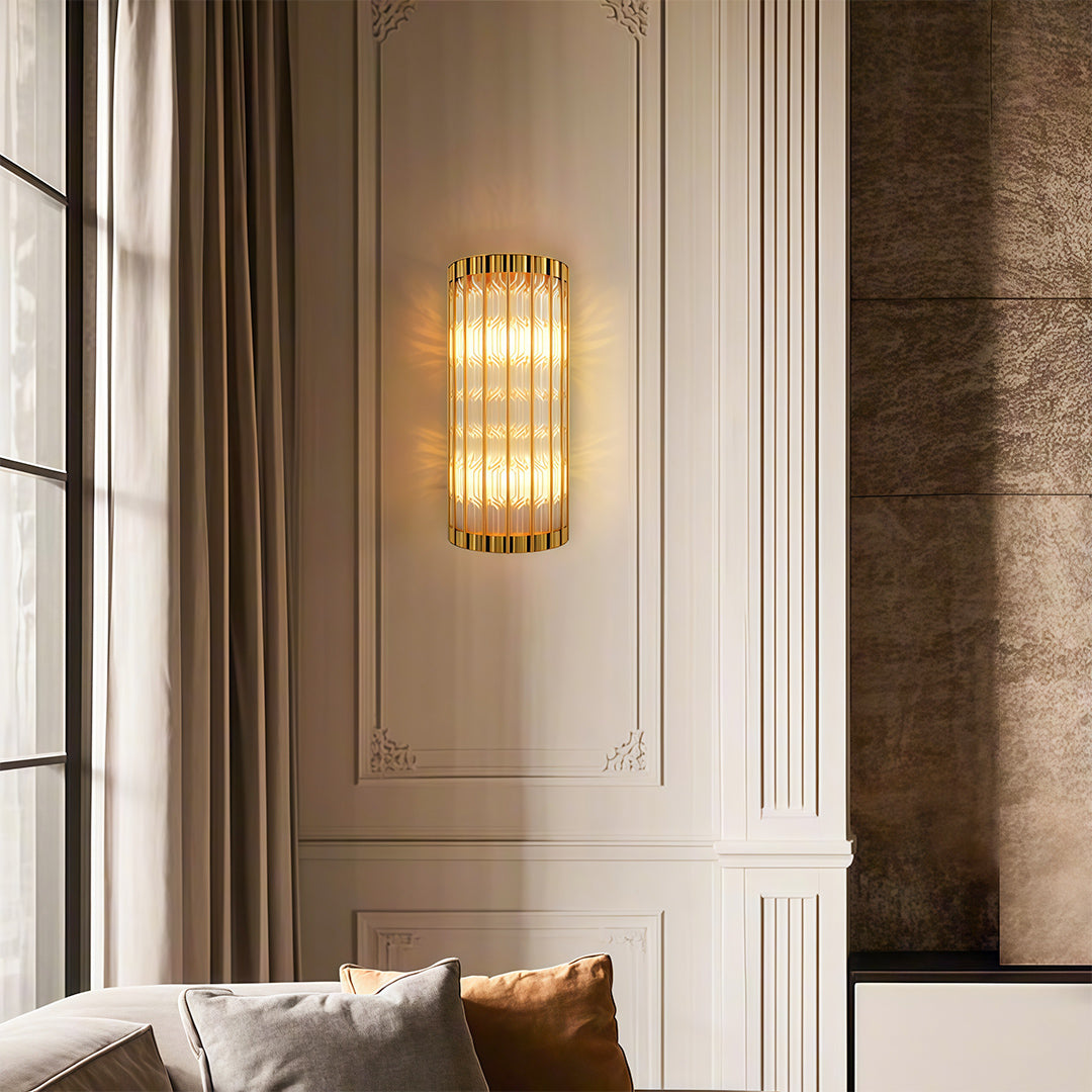 American-Style Copper Linear Wall Sconce with Clear Glass Shade