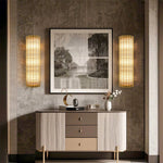 American-Style Copper Linear Wall Sconce with Clear Glass Shade