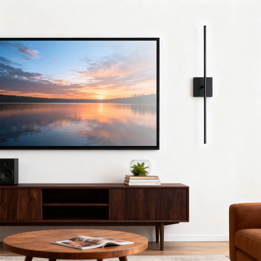 Modern Black Iron Linear LED Wall Sconce with Rechargeable Battery