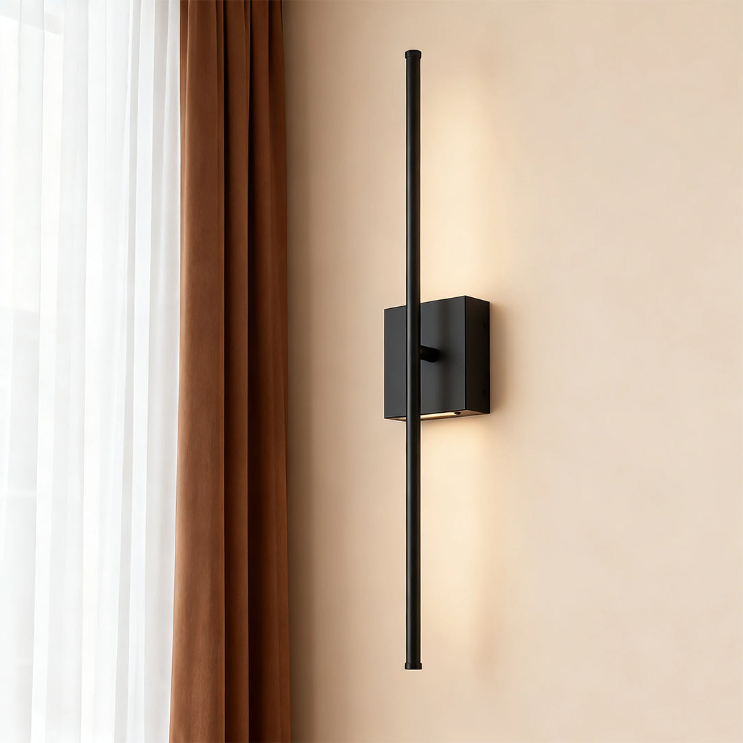 Modern Black Iron Linear LED Wall Sconce with Rechargeable Battery