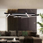 Modern Black Geometric LED Chandelier with Adjustable Hanging