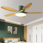 Modern Flush Mount Ceiling Fan with LED Light, 6-Speed Silent Reversible
