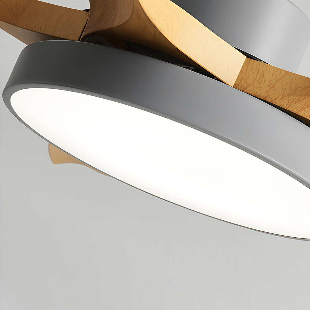 Modern Flush Mount Ceiling Fan with LED Light, 6-Speed Silent Reversible