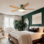 Modern Flush Mount Ceiling Fan with LED Light, 6-Speed Silent Reversible