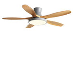 Modern Flush Mount Ceiling Fan with LED Light, 6-Speed Silent Reversible