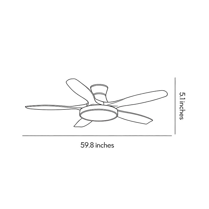 Modern Flush Mount Ceiling Fan with LED Light, 6-Speed Silent Reversible