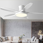 Modern Flush Mount Ceiling Fan with LED Light, 6-Speed Silent Reversible
