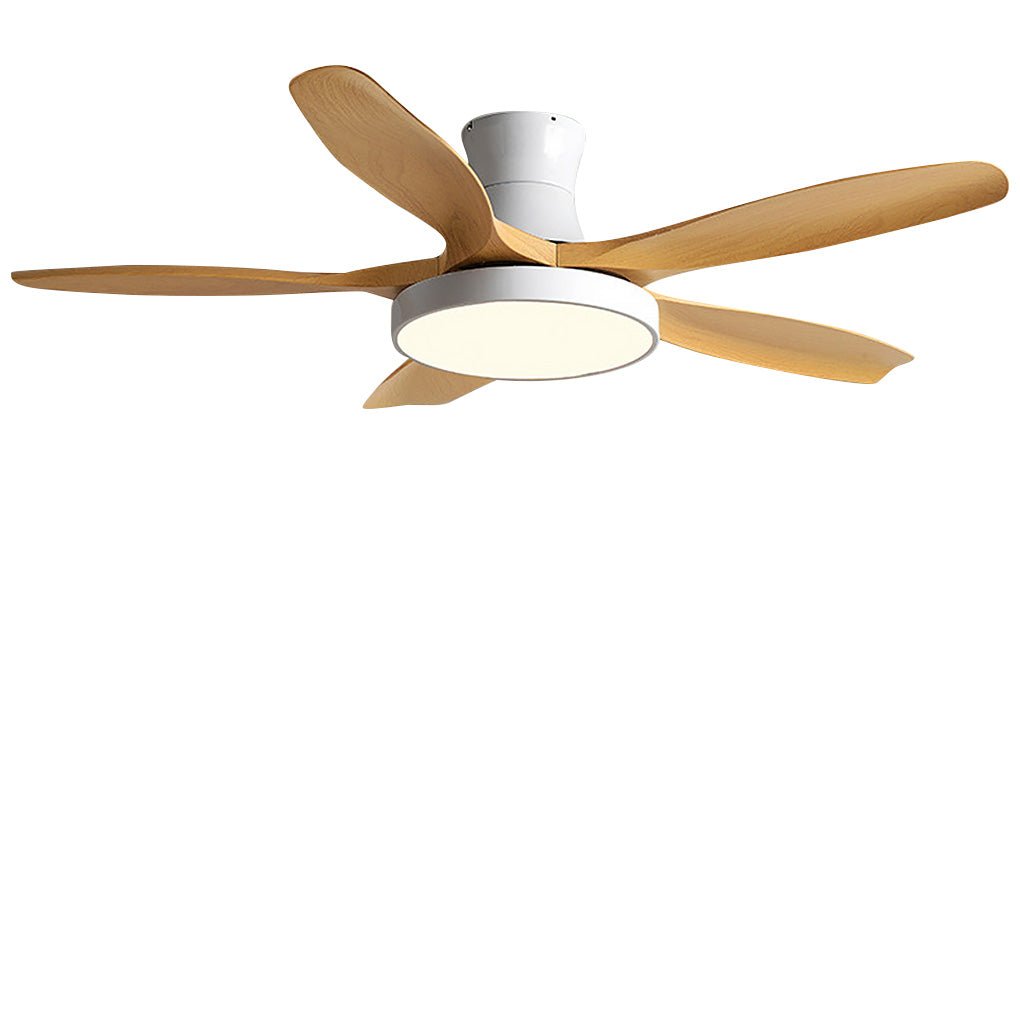 Modern Flush Mount Ceiling Fan with LED Light, 6-Speed Silent Reversible