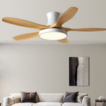 Modern Flush Mount Ceiling Fan with LED Light, 6-Speed Silent Reversible