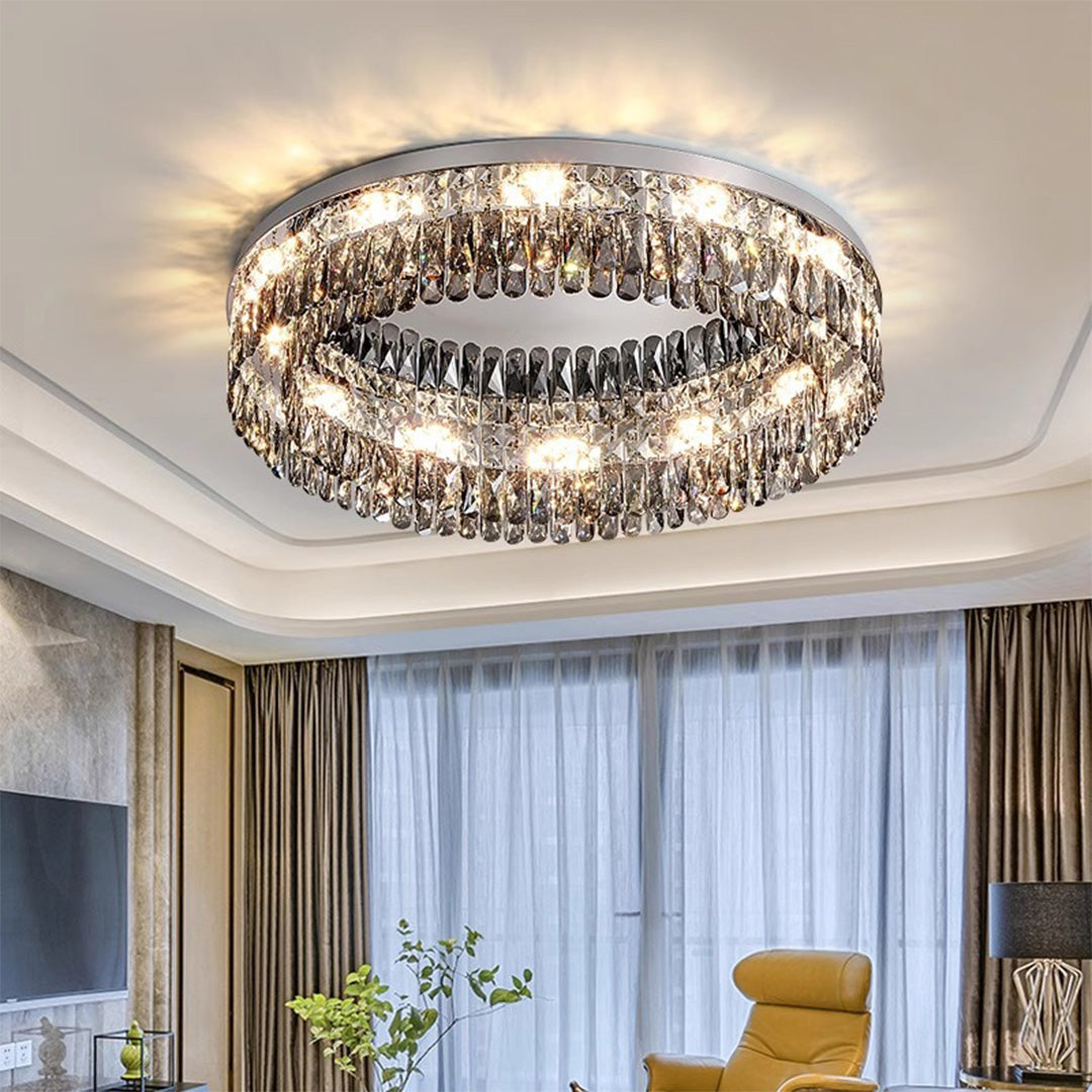 Lumière Cristal LED Ceiling Light – French Crystal Flush Mount in Polished Chrome