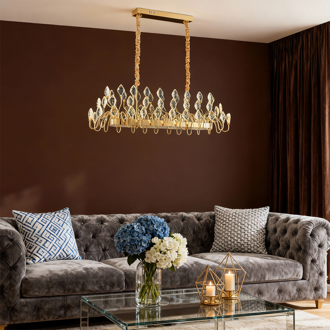 Aurelia Gold Crystal LED Chandelier – French Luxury Pendant Light