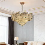 Crystal Pendant Chandelier in Champagne Gold Carbon Steel