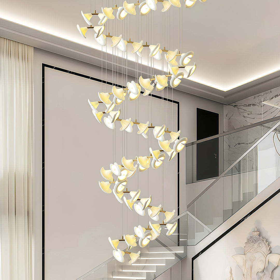 Luxury Ceramic Tulip Chandelier with Gold Stainless Steel Frame