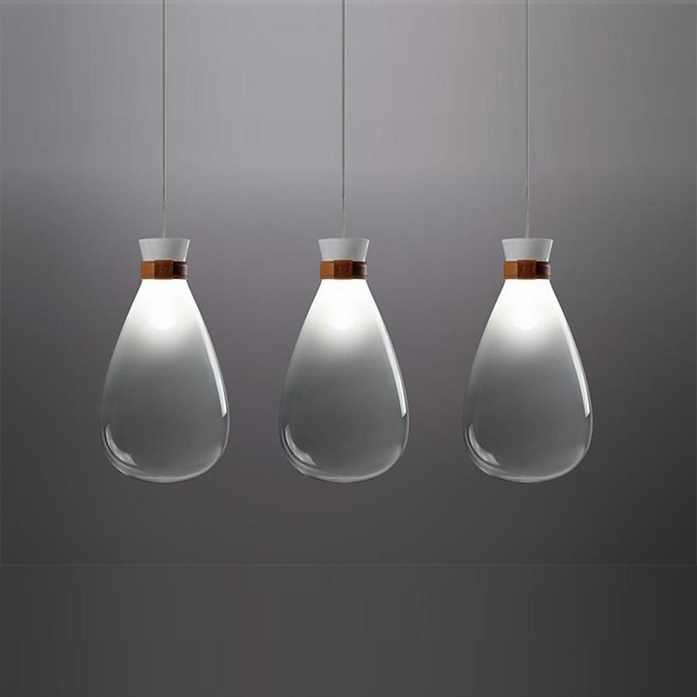 Artisan Teardrop Pendant Light in Smoke Grey or Clear Glass