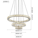 3 Ring Adjustable Circles Tiered Crystal Bling Hanging Modern Chandeliers