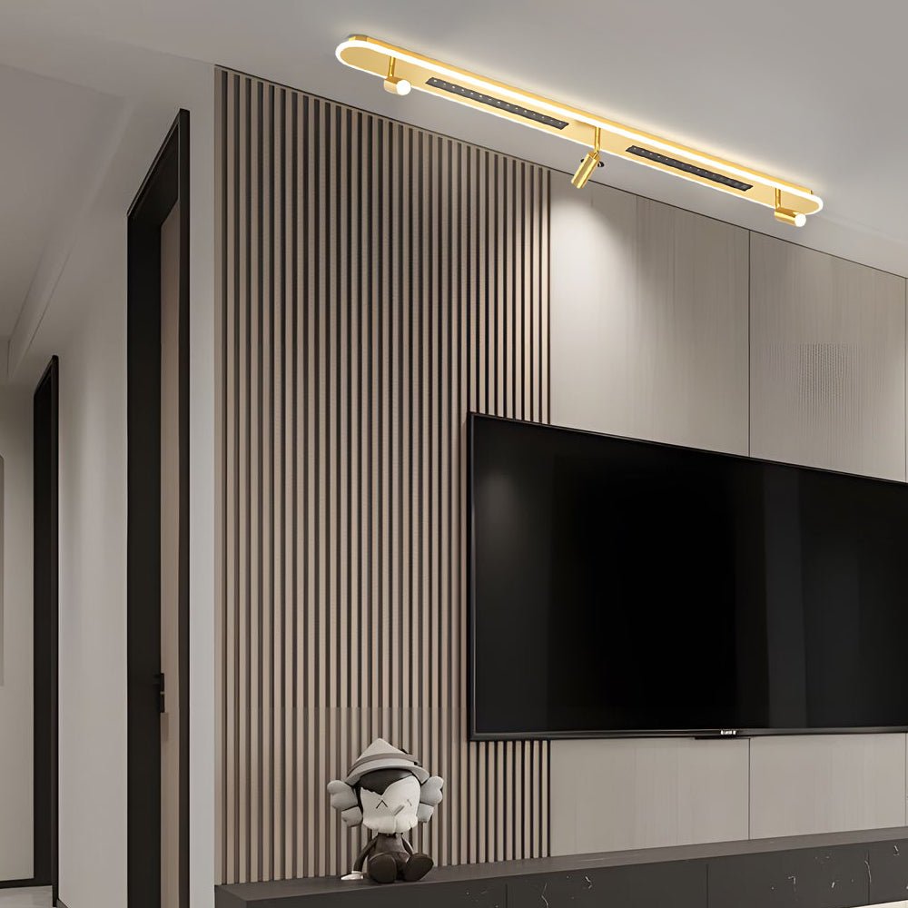 Linear LED Ceiling Light with Adjustable Spotlights, 3-Step Dimming