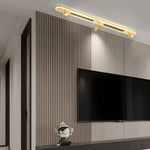 Linear LED Ceiling Light with Adjustable Spotlights, 3-Step Dimming
