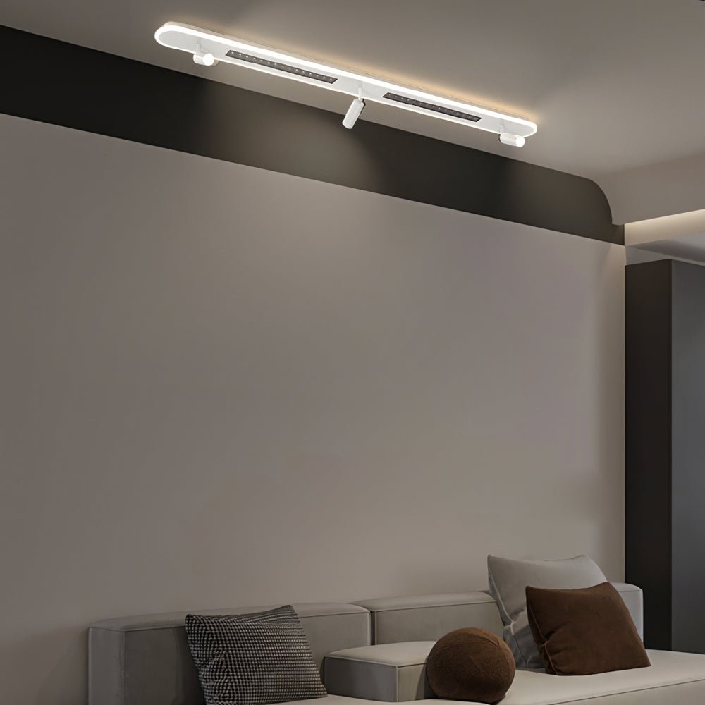Linear LED Ceiling Light with Adjustable Spotlights, 3-Step Dimming