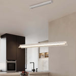 Modern White Linear Pendant Light with Frosted Acrylic Shade for Kitchen Island and Dining Room
