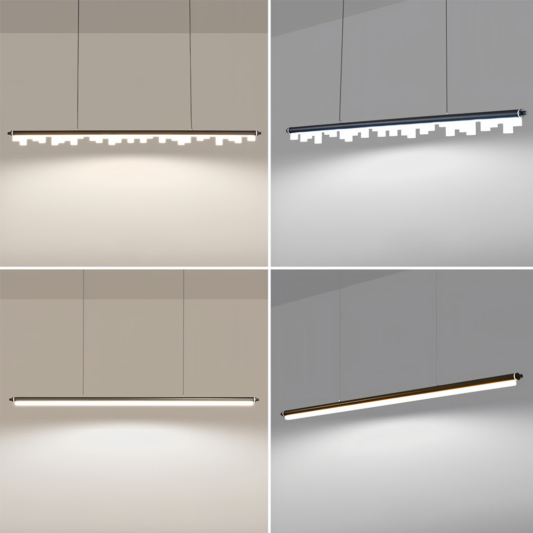 Nordic Minimalist Linear LED Pendant Light in Black Aluminum