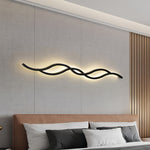 Modern Bedside Wall Sconce with Wavy Silicone Shade in Walnut or Black