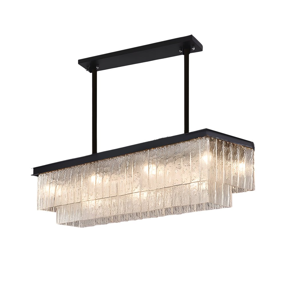 Linear Crystal Chandelier with Three-Step Dimming for Modern Dining Rooms