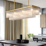 Linear Crystal Chandelier with Three-Step Dimming for Modern Dining Rooms