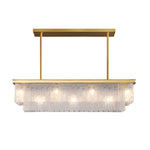 Linear Crystal Chandelier with Three-Step Dimming for Modern Dining Rooms