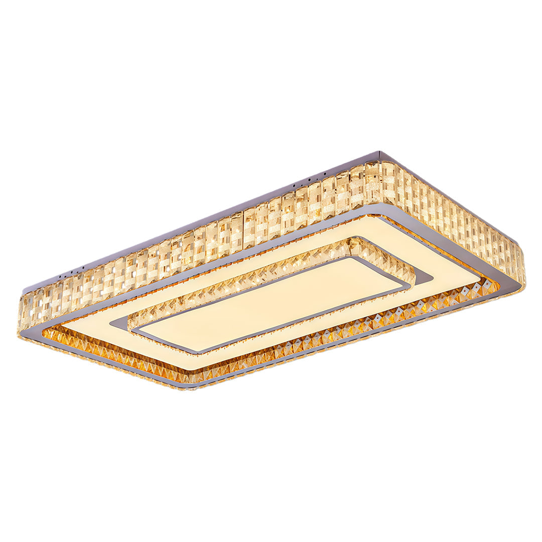 Luxury Crystal Flush Mount Ceiling Light with Chrome Frame, LED Integrated