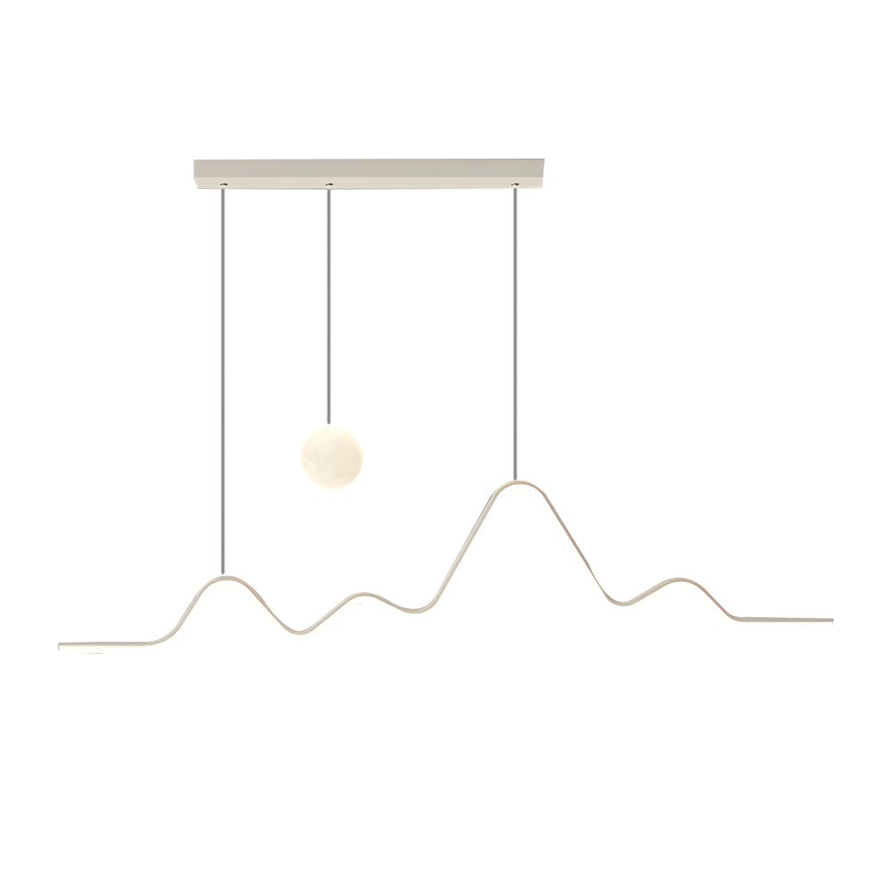 Waves Mountain Moon LED Pendant Light – Modern Linear Chandelier for Dining Rooms