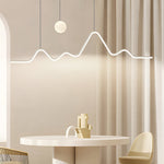 Waves Mountain Moon LED Pendant Light – Modern Linear Chandelier for Dining Rooms