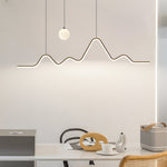 Waves Mountain Moon LED Pendant Light – Modern Linear Chandelier for Dining Rooms