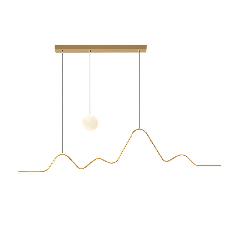 Waves Mountain Moon LED Pendant Light – Modern Linear Chandelier for Dining Rooms