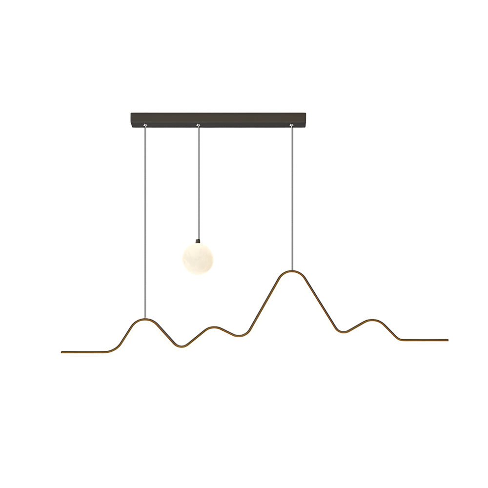 Waves Mountain Moon LED Pendant Light – Modern Linear Chandelier for Dining Rooms