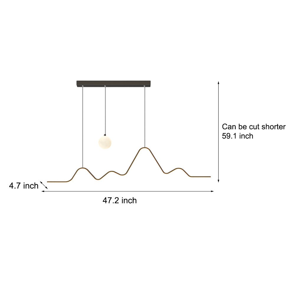 Waves Mountain Moon LED Pendant Light – Modern Linear Chandelier for Dining Rooms