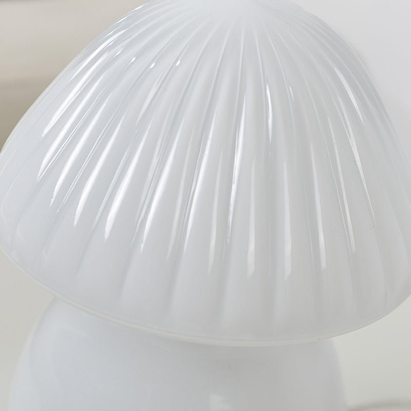 Mushroom LED Table Lamp with Glass Shade and Iron Base