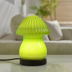 Mushroom LED Table Lamp with Glass Shade and Iron Base