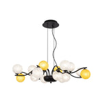 Bubble Glass Chandelier Modern Black Metal Pendant Light for Dining Room