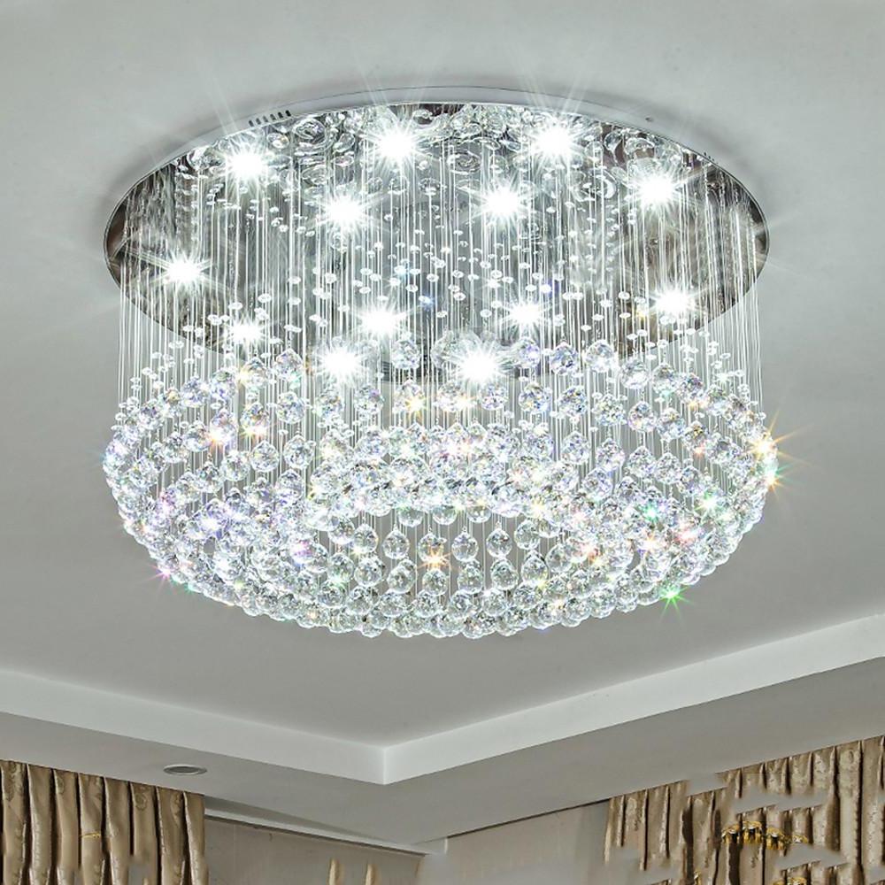 Glass Cicles Crystal Led Chandelier Drum Flush Mount Chandelier