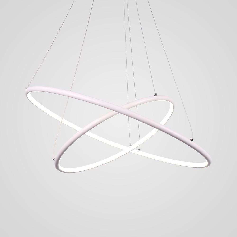 Modern Led Chandelier Minimalist 2 Ring Geometric Lights With Adjustable Height