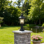 Chestnut Aluminum Post Light with Clear Glass Shade for Modern Gardens
