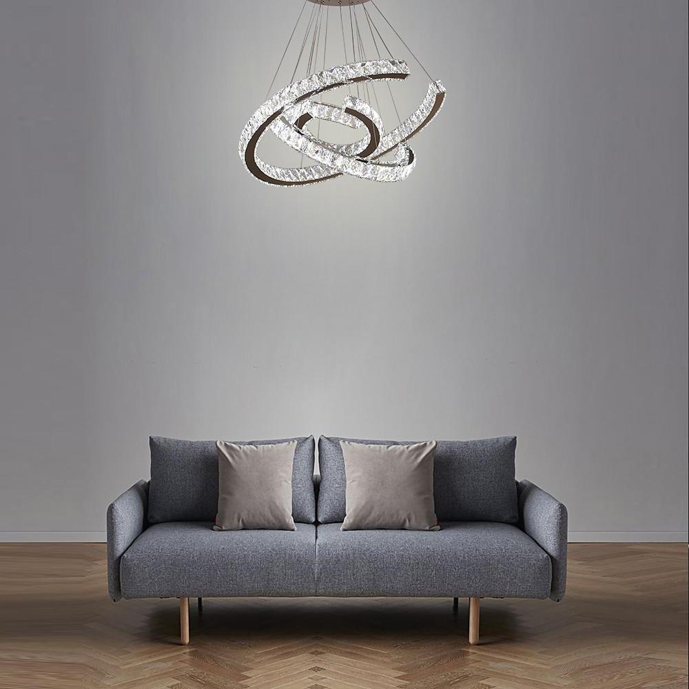 Lumina Wave Crystal LED Chandelier in Stainless Steel