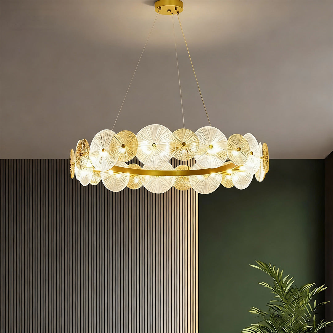 Silver Iron and Clear Glass Chandelier, Large Modern Pendant Light