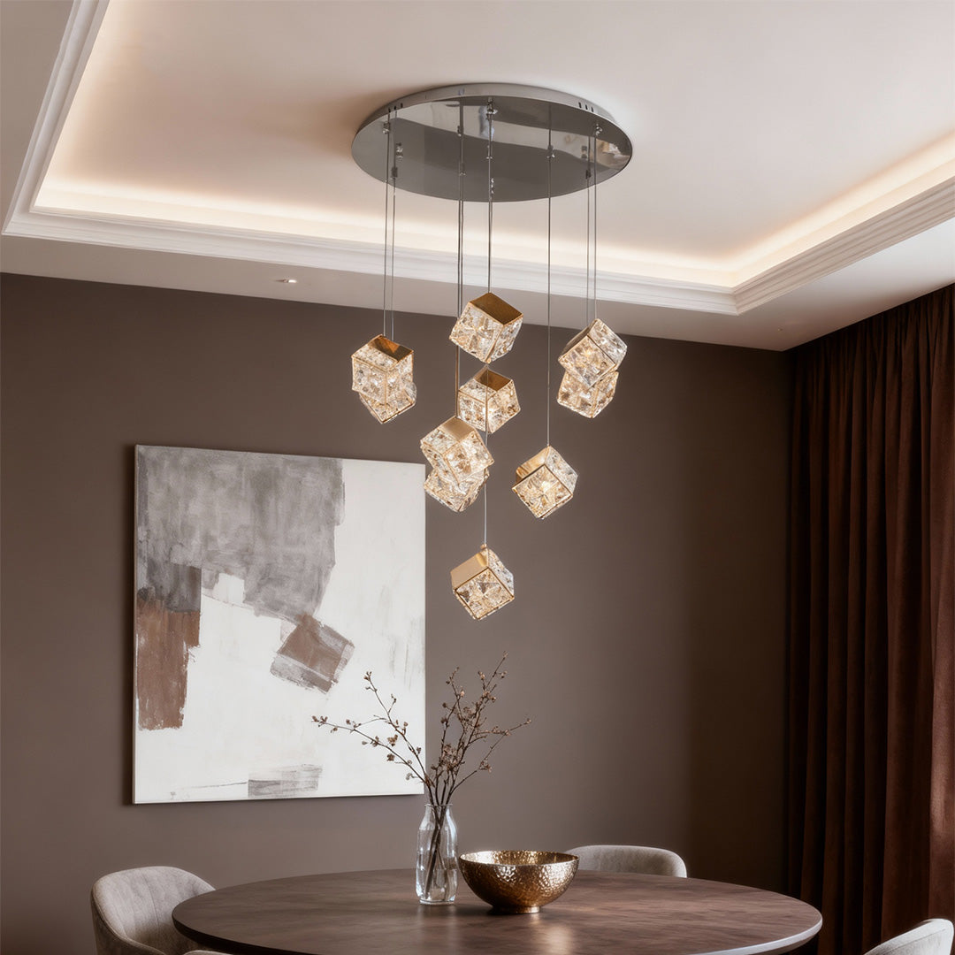 Rubik's Cube Crystal Chandelier – Modern LED Pendant Light